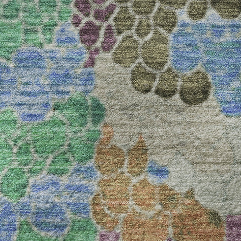 8' X 10' Green Copper And Blue Geometric Washable Area Rug With UV Protection