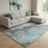 8' X 10' Teal Gray And Ivory Abstract Washable Area Rug With UV Protection