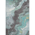 8' X 10' Teal Gray And Ivory Abstract Washable Area Rug With UV Protection