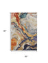 5' X 8' Linen Purple And Ivory Abstract Washable Area Rug With UV Protection