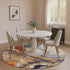 8' Linen Purple And Ivory Abstract Washable Round Rug With UV Protection