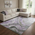 8' X 10' Lavender Gray And Ivory Abstract Washable Area Rug With UV Protection