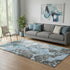 5' X 8' Blue Gray And Ivory Abstract Washable Area Rug With UV Protection