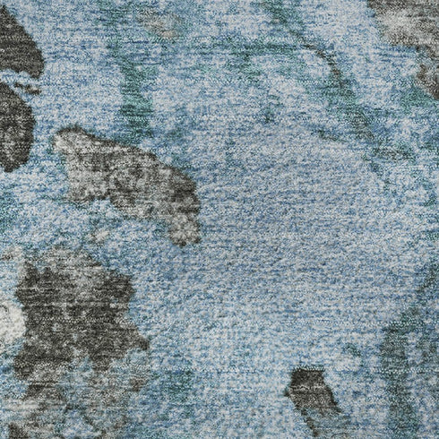 8' X 10' Blue Gray And Ivory Abstract Washable Area Rug With UV Protection