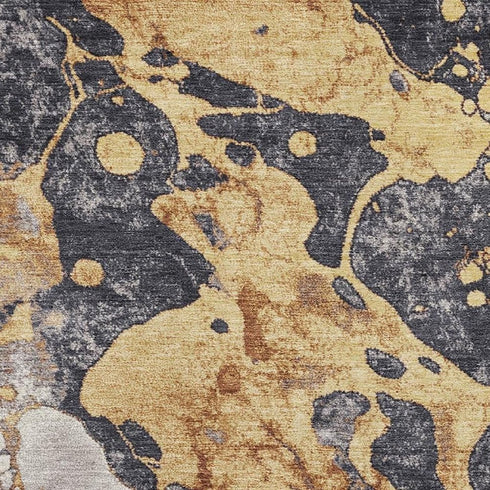 8' X 10' Gold Gray And Ivory Abstract Washable Area Rug With UV Protection