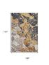 9' X 12' Gold Gray And Ivory Abstract Washable Area Rug With UV Protection