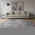 8' Lavender Beige And Gray Abstract Washable Round Rug With UV Protection