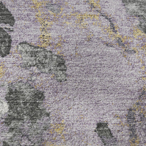8' Lavender Beige And Gray Abstract Washable Round Rug With UV Protection