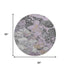 8' Lavender Beige And Gray Abstract Washable Round Rug With UV Protection