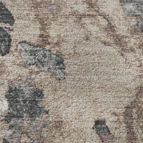 5' X 8' Coffee Gray And Ivory Abstract Washable Area Rug With UV Protection