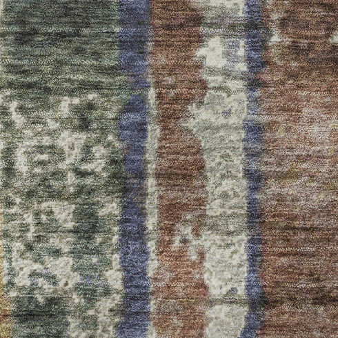 5' X 8' Blush Sage And Gold Striped Washable Area Rug With UV Protection