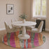 8' Beige Orange And Blue Striped Washable Round Rug With UV Protection