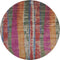 8' Beige Orange And Blue Striped Washable Round Rug With UV Protection