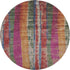 8' Beige Orange And Blue Striped Washable Round Rug With UV Protection