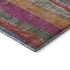 8' Beige Orange And Blue Striped Washable Round Rug With UV Protection