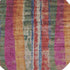 8' Beige Orange And Blue Striped Washable Round Rug With UV Protection