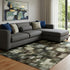 8' X 10' Beige Orange And Blue Striped Washable Area Rug With UV Protection
