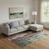 9' X 12' Beige Orange And Blue Striped Washable Area Rug With UV Protection