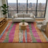 9' X 12' Beige Orange And Blue Striped Washable Area Rug With UV Protection