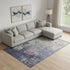 9' X 12' Blue Pink And Ivory Abstract Washable Area Rug With UV Protection