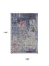 9' X 12' Blue Pink And Ivory Abstract Washable Area Rug With UV Protection