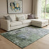 8' X 10' Fern Green Gray And Ivory Abstract Washable Area Rug With UV Protection