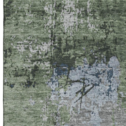 8' X 10' Fern Green Gray And Ivory Abstract Washable Area Rug With UV Protection