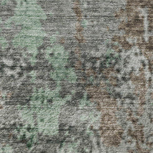 8' Taupe Brown And Ivory Abstract Washable Round Rug With UV Protection