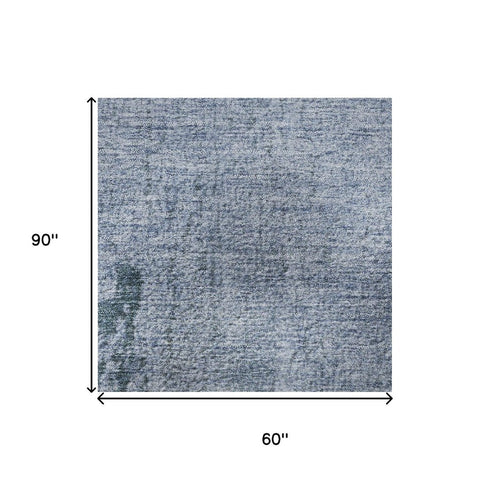 5' X 8' Blue And Gray Abstract Washable Area Rug With UV Protection