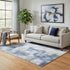 5' X 8' Blue And Gray Abstract Washable Area Rug With UV Protection