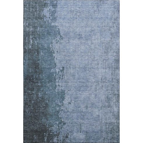 5' X 8' Blue And Gray Abstract Washable Area Rug With UV Protection