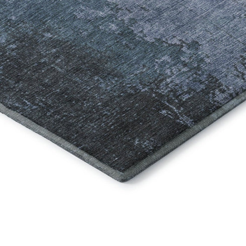 5' X 8' Blue And Gray Abstract Washable Area Rug With UV Protection