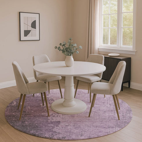 8' Lavender And Gray Abstract Washable Round Rug With UV Protection