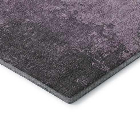 8' Lavender And Gray Abstract Washable Round Rug With UV Protection