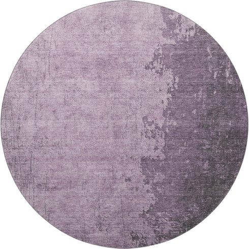 8' Lavender And Gray Abstract Washable Round Rug With UV Protection