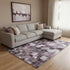 8' X 10' Lavender And Gray Abstract Washable Area Rug With UV Protection