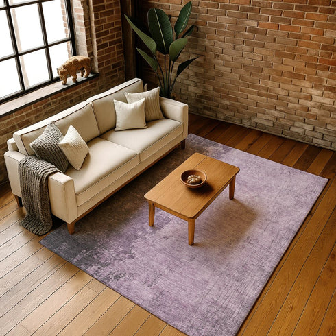 8' X 10' Lavender And Gray Abstract Washable Area Rug With UV Protection