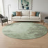 8' Artichoke Green And Gray Abstract Washable Round Rug With UV Protection