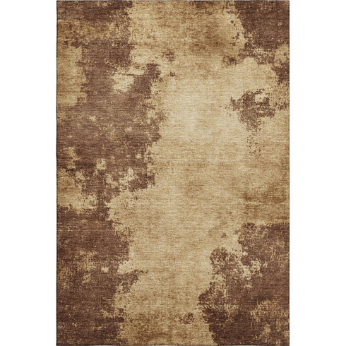 5' X 8' Coffee And Beige Abstract Washable Area Rug With UV Protection