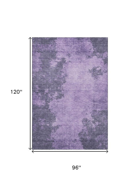 8' X 10' Purple And Lavender Abstract Washable Area Rug With UV Protection