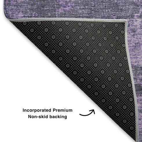 8' X 10' Purple And Lavender Abstract Washable Area Rug With UV Protection
