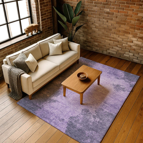 8' X 10' Purple And Lavender Abstract Washable Area Rug With UV Protection