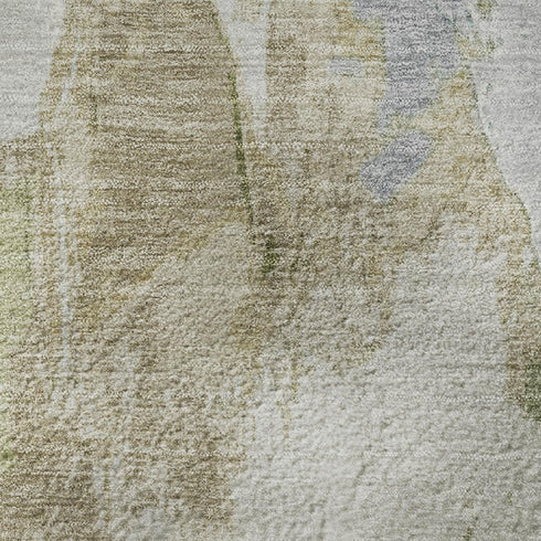 5' X 8' Beige Blue And Ivory Abstract Washable Area Rug With UV Protection