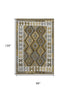 8' X 10' Brown And Ivory Tribal Washable Area Rug With UV Protection