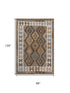 8' X 10' Copper And Ivory Tribal Washable Area Rug With UV Protection