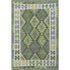 8' X 10' Olive Green And Ivory Tribal Washable Area Rug With UV Protection