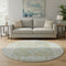 8' Sage And Blue Tribal Washable Round Rug With UV Protection
