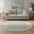 8' Sage And Blue Tribal Washable Round Rug With UV Protection