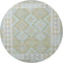 8' Sage And Blue Tribal Washable Round Rug With UV Protection