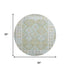 8' Sage And Blue Tribal Washable Round Rug With UV Protection